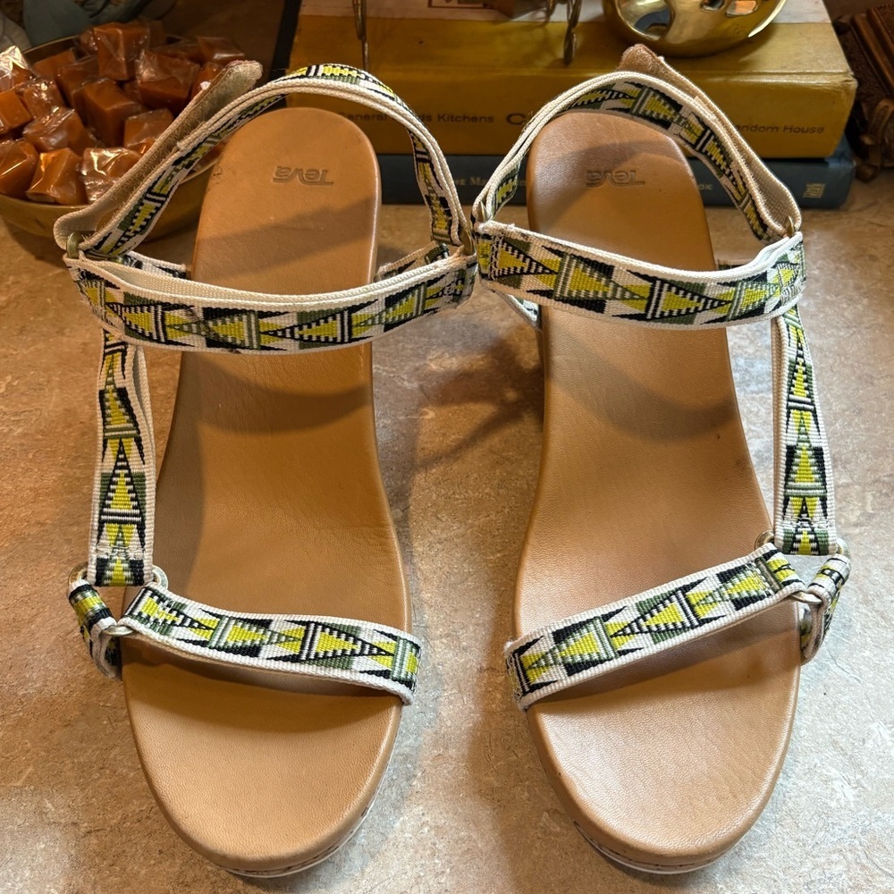 Teva  Arrabelle Universal Cork Wedge Lime Sz 10